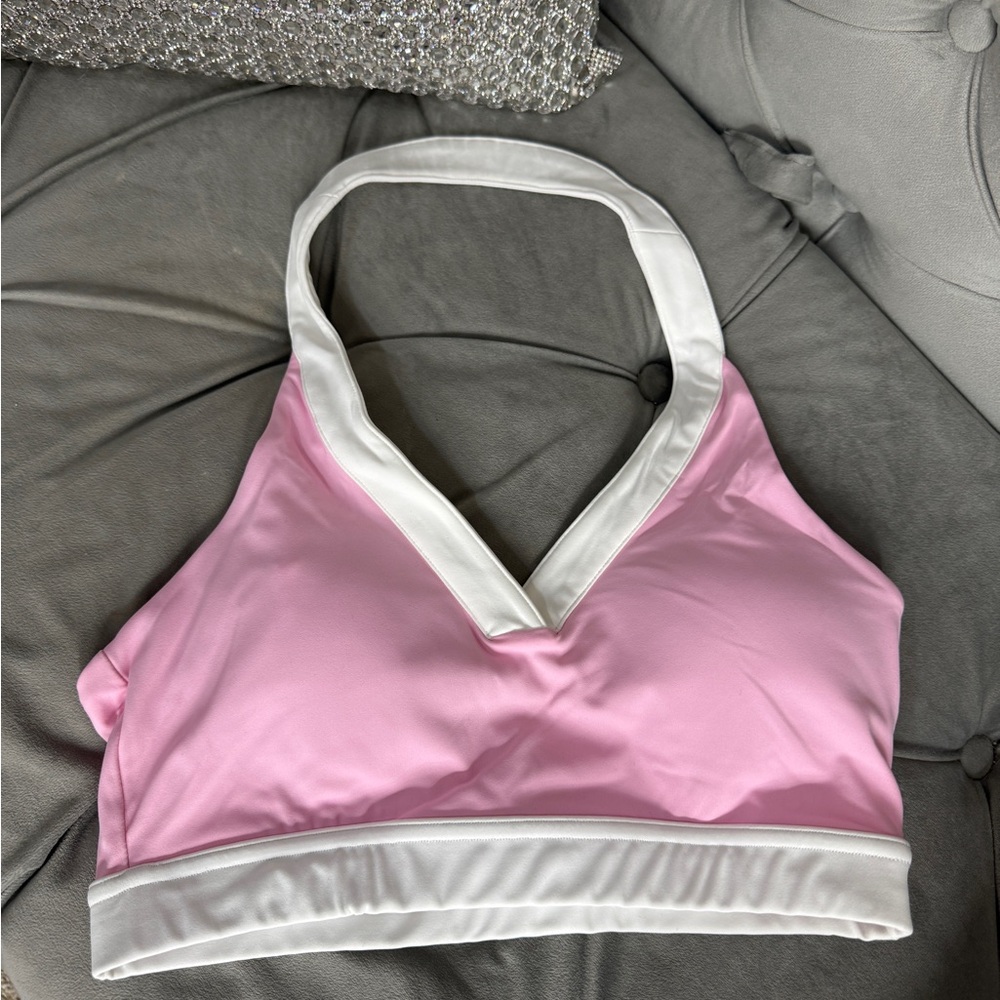 NWT Pcheebum Pink and White Top